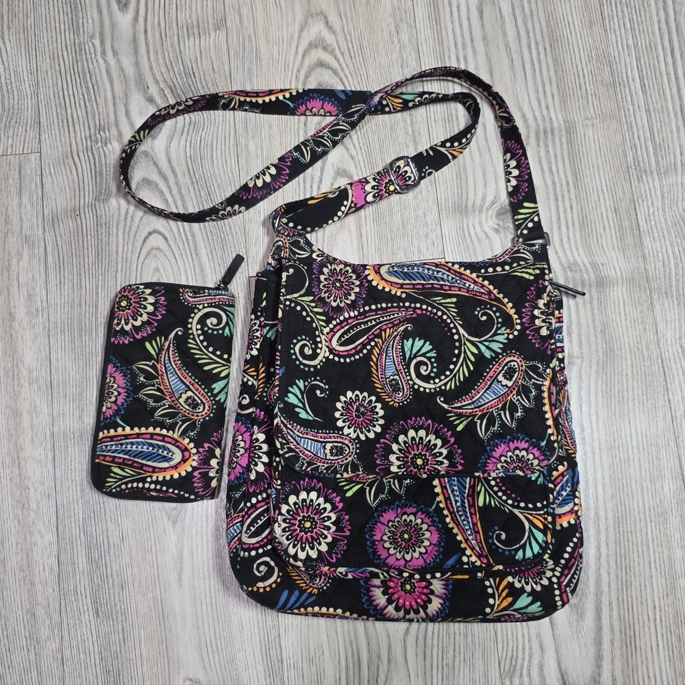 Vera Bradley Mailbag Crossbody Purse and Wallet in Bandana Swirl